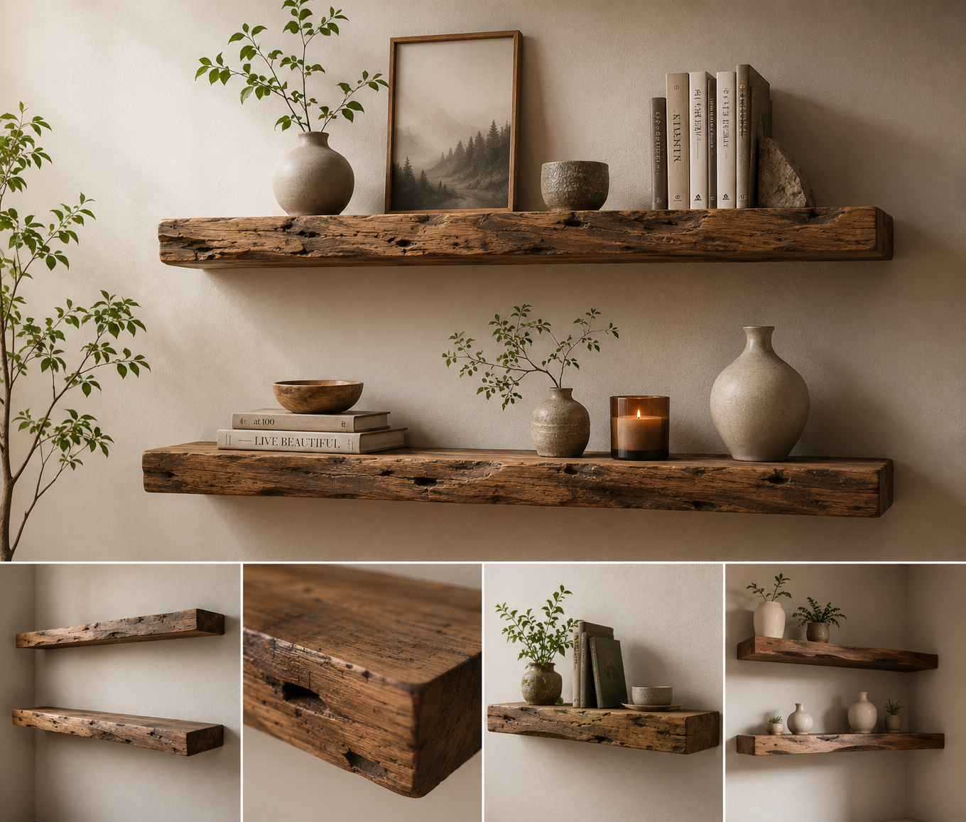 Natural Wood Wall Shelf